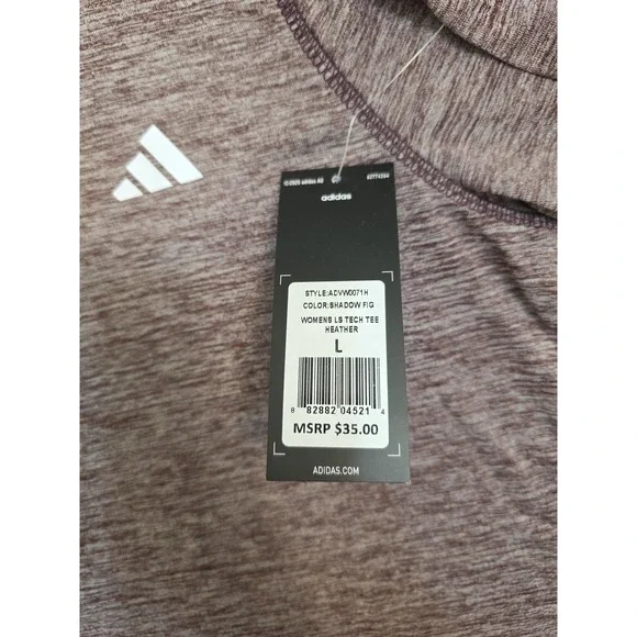 Adidas Women’s Long Sleeve Tech Tee Heather Shadow Fig Size L - Picture 5 of 8